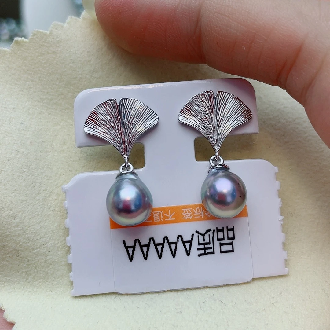 银S925镶嵌耳饰海水珍珠w47