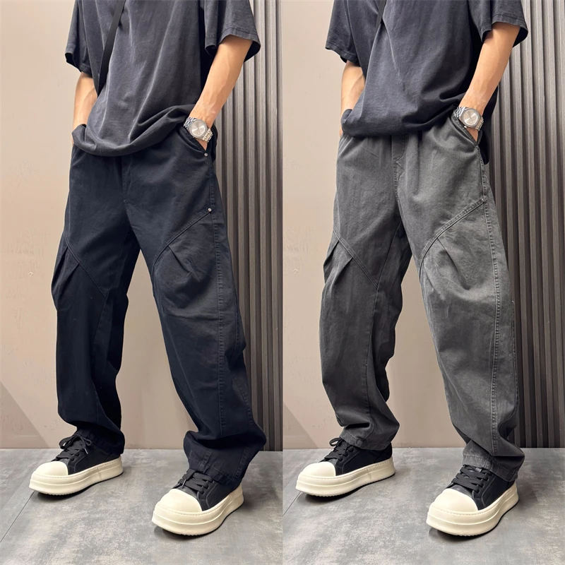 秋季设计感复古弯刀工装裤百搭宽松2025美式潮流男休闲阔腿裤子
