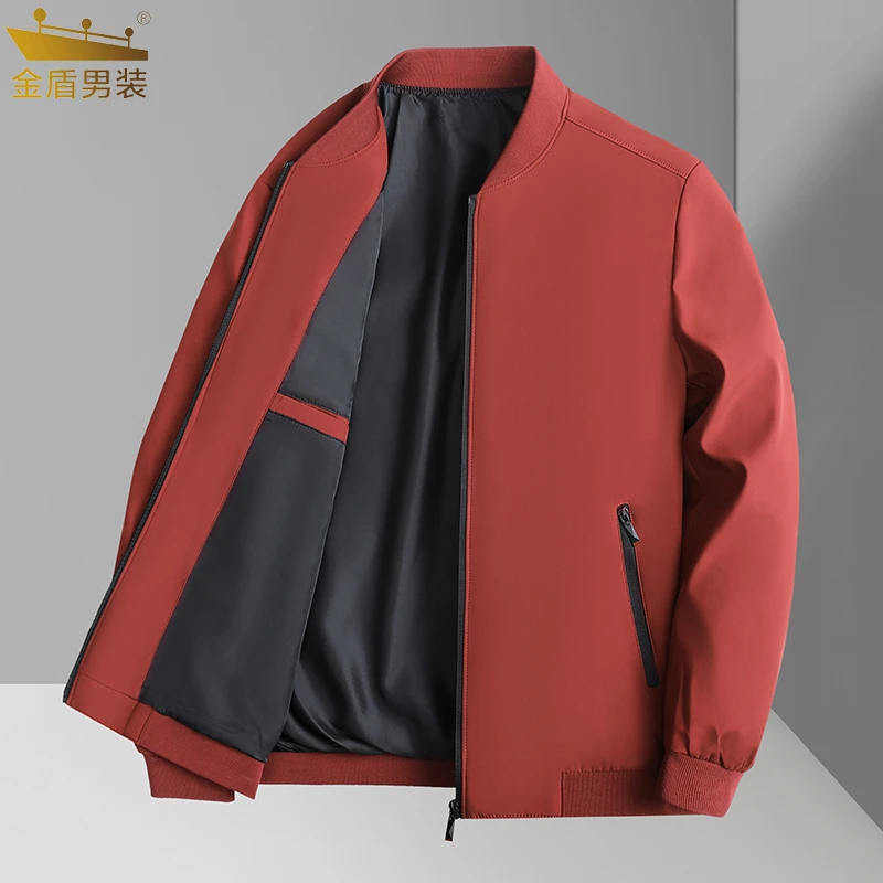 金盾正品夹克衫男士春秋2025新款爸爸装秋季休闲棒球领上衣外套男