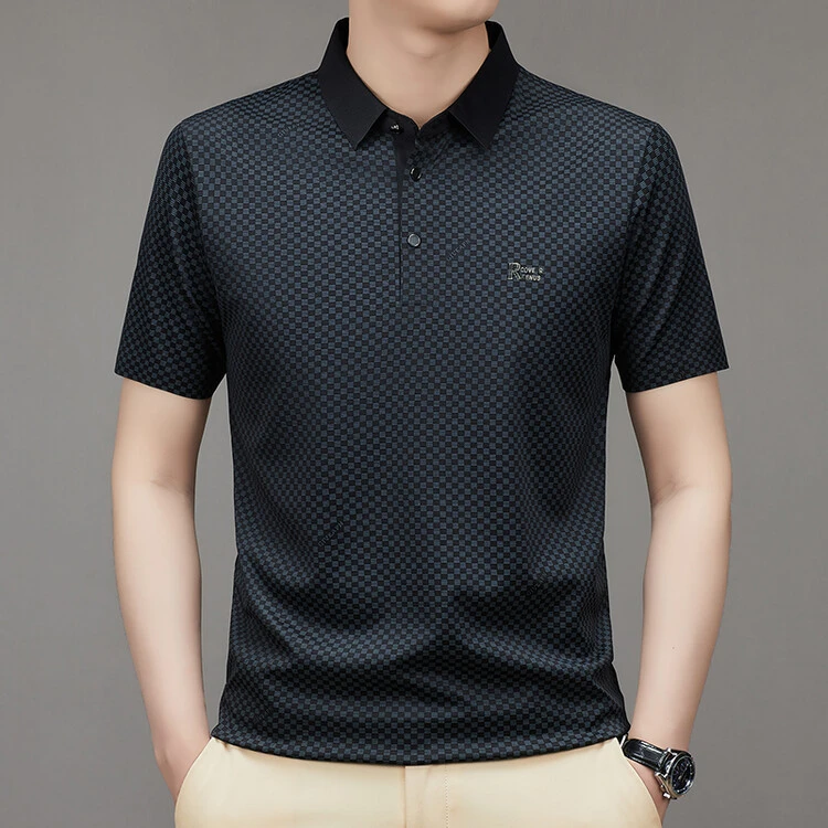 蚕丝新款官方正版冰丝polo衫男款短袖冰丝商务男装轻奢高级感t恤