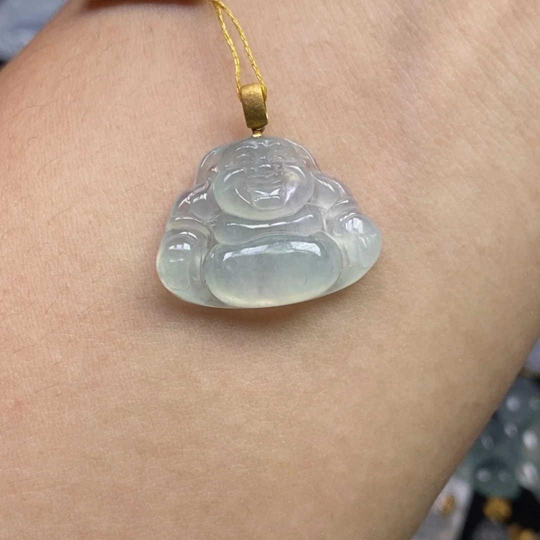 翡翠18K金镶嵌颈饰佛公