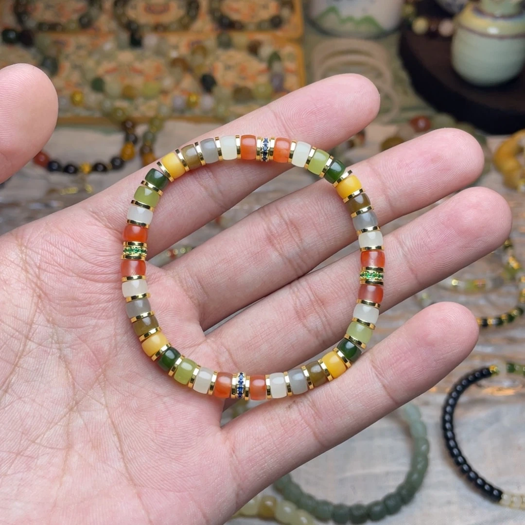 心***莲和田玉未镶嵌手链