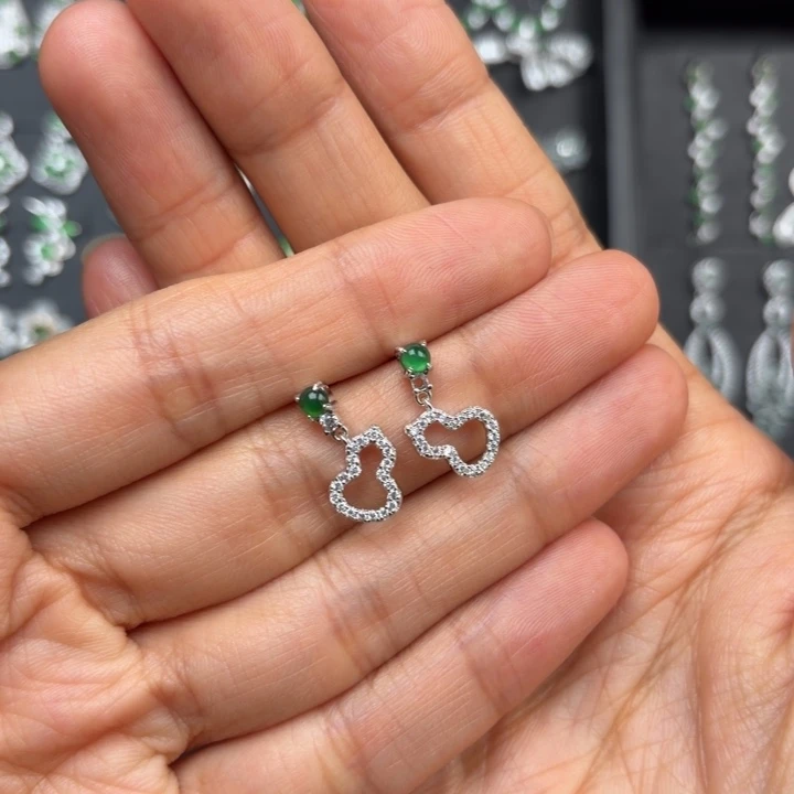 翡翠银S925镶嵌耳饰