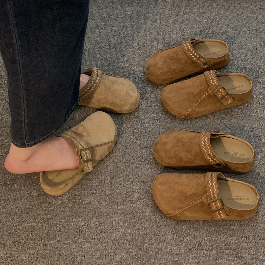 贾不假勃肯包头拖女2025新款夏季热款复古百搭懒人一脚蹬通勤半拖