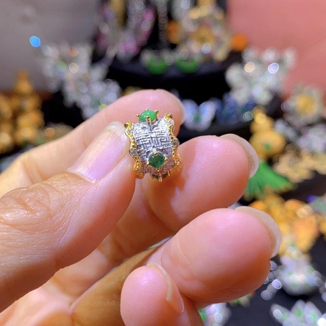 翡翠银S925镶嵌吊坠(不含链)天然翡翠