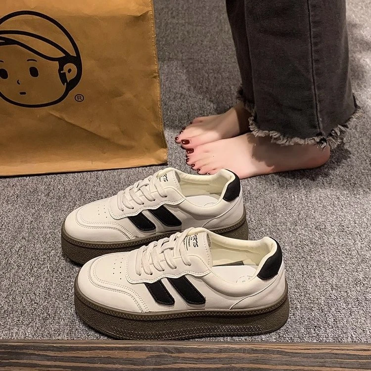 A-德训鞋女2025春秋季新款鞋子女透气厚底小白鞋运动爆款板鞋