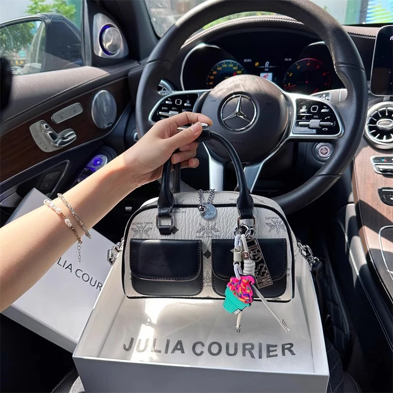 Julia Courier女包撞色波士顿包包女2025新款通勤单肩斜挎手提包