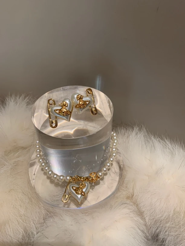 铜合金仿珍珠项链 P0859 快乐星球爱心贝珠项链 P0831