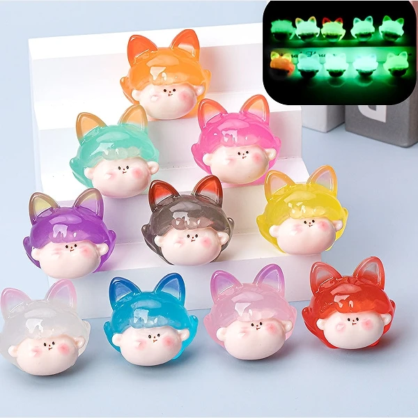 【九宫格许愿】小狐狸头莉莉丝夜光树脂DIY潮玩创意摆件挂件超治愈