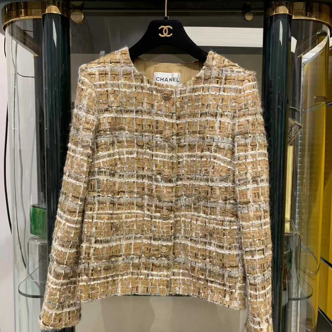 95新 Chanel/香奈儿 18k森林系列大地色圆领两口袋外套34码98新