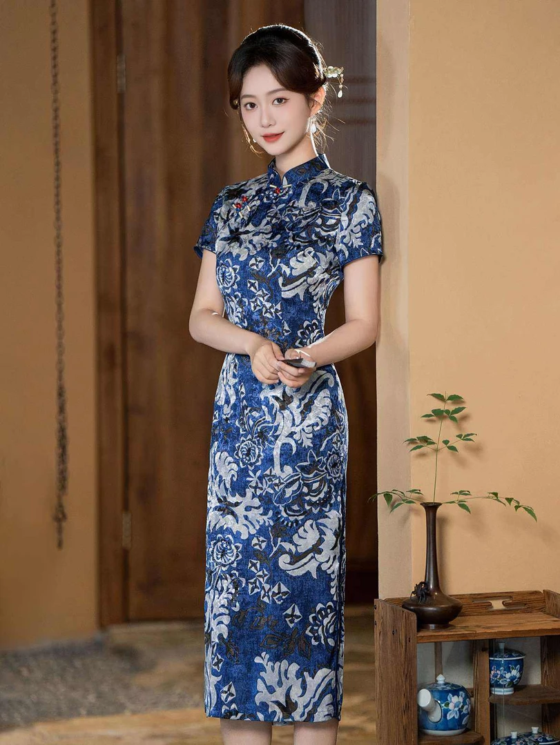 沉香 日常气质文艺国风复古优雅长款旗袍