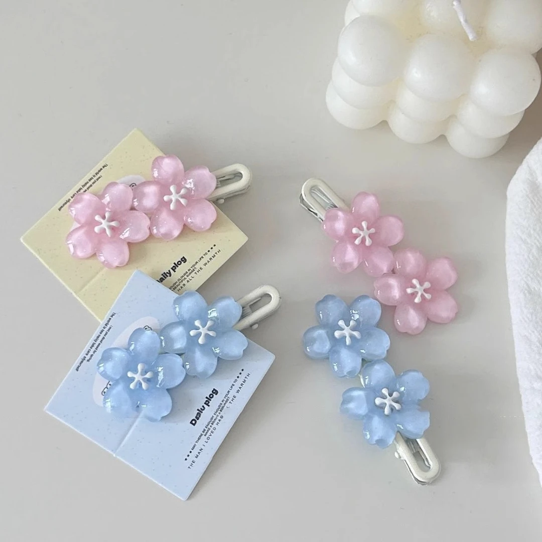 果冻樱花ins发夹少女春夏甜美边夹花朵发饰发卡学生刘海边夹批发
