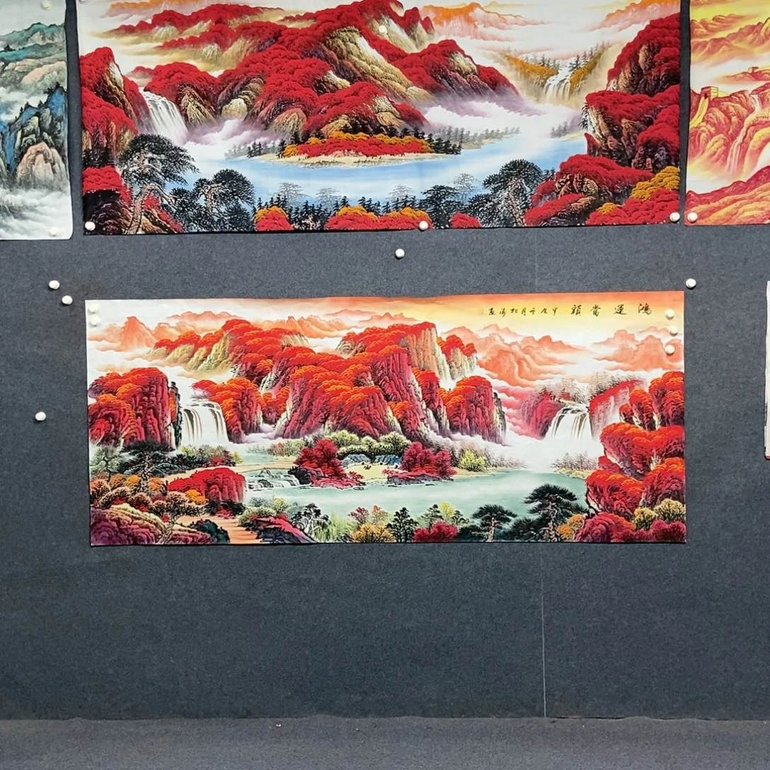 国画小八尺山水一副