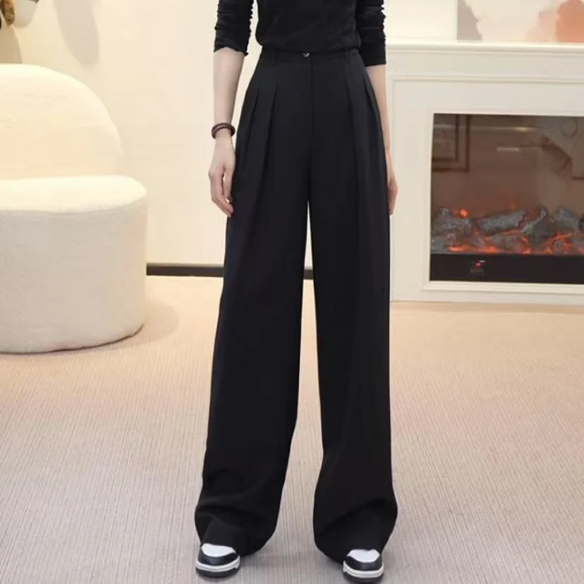 GIRDEAR/哥弟26早春新款高智感百搭通勤捏褶小众显瘦西装裤110060