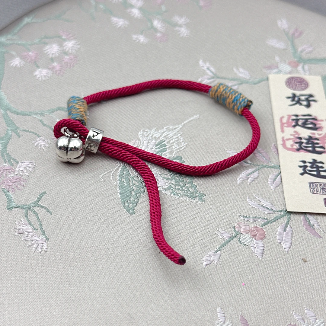 足银手链 银9999柿柿如意红绳小众中式好柿发生吊坠手绳高级轻奢