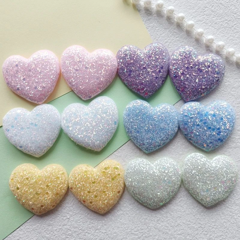 5cm亮粉爱心单面 手工diy多巴胺亮片桃心配件应援扇发饰材料F349