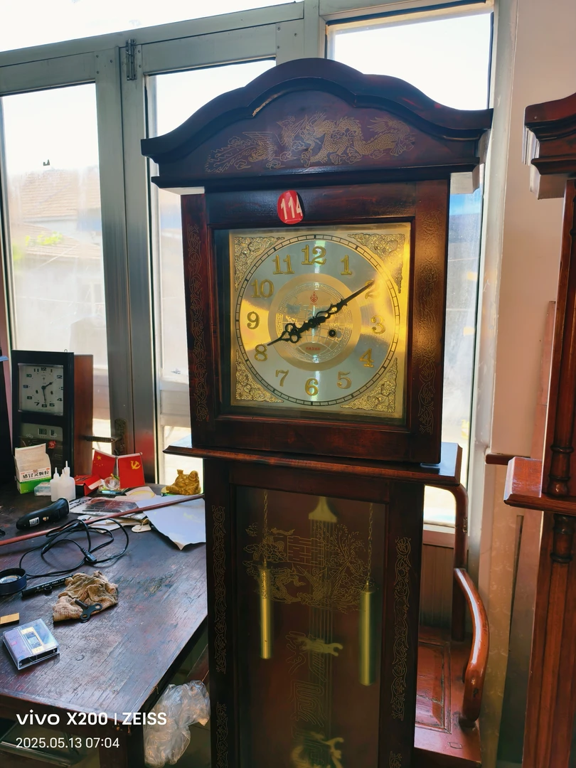 实木纯铜机械挂钟整点半点报时上链发条老式怀旧客厅钟