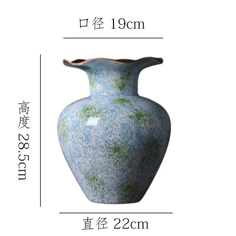 [海盐清波-大号花瓣瓶】无孔陶瓷花瓶干花鲜花客厅插花瓶