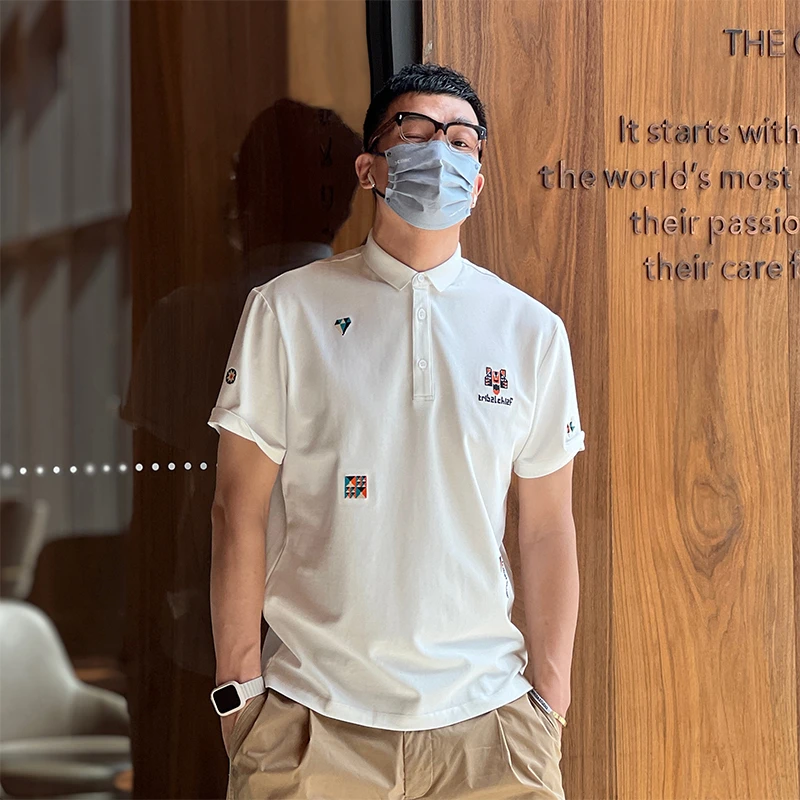 夏季潮牌痞帅刺绣Polo衫男短袖夏天翻领T恤男装2025新款薄款上衣