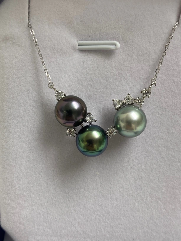 天然海水珍珠大溪地吊坠.三珠吊坠