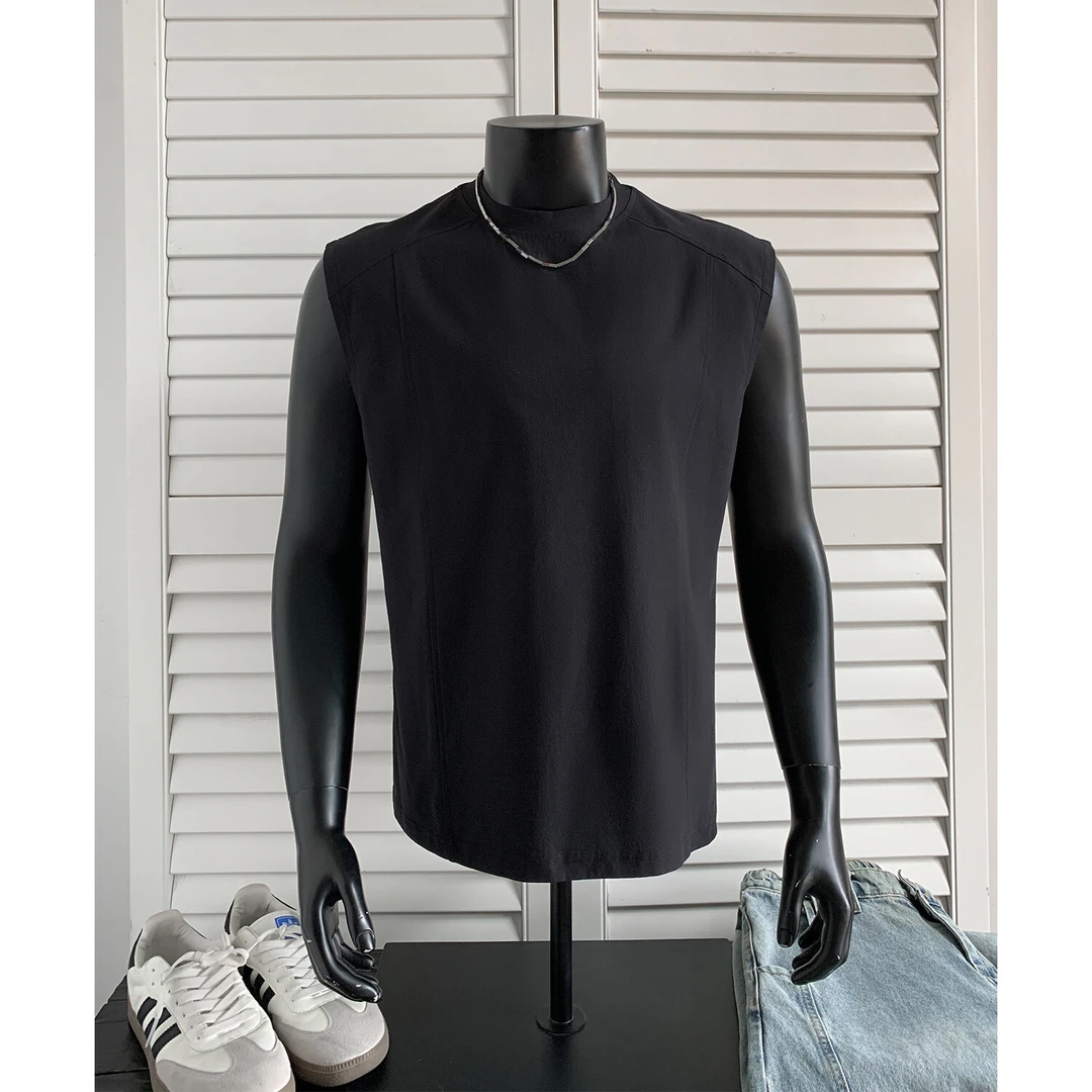 美式速干坎肩T恤男士夏季冰丝凉感运动背心宽松潮牌高街无袖汗衫