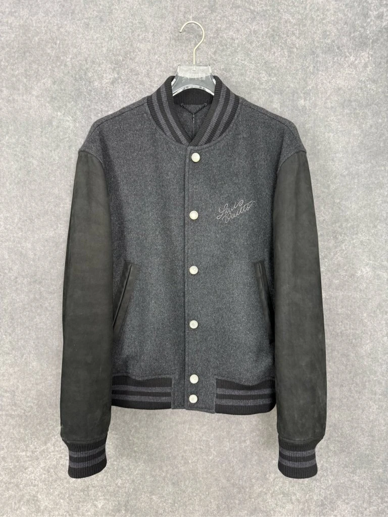99新 LouisVuitton/路易威登 棒球夹克牛皮革50绵羊毛48码 /1378