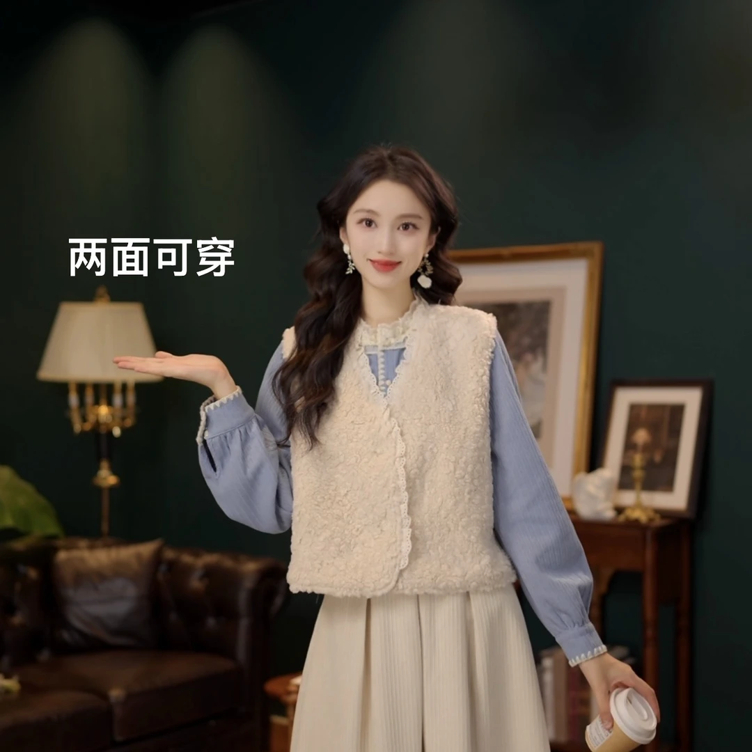 琦琦【北海道初雪】港风复古两面穿马甲秋冬厚款YM2477228