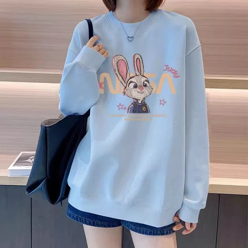 秋冬圆领卫衣百搭加绒加厚2025新款爆款长袖洋气休闲宽松女款上衣