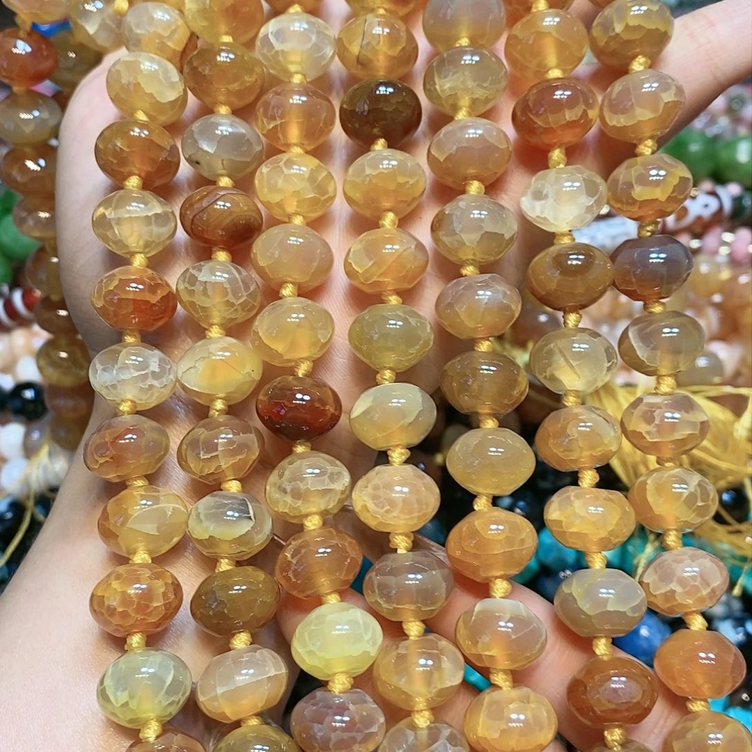 玛瑙/玉髓散珠天然橘黄玛瑙一条14mm飞碟车轮