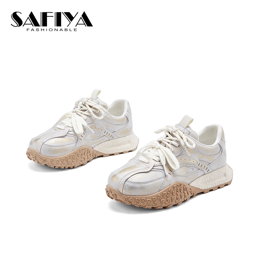 索菲娅Safiya2025春季新款低帮系带圆头百搭时尚休闲鞋SF44112A54