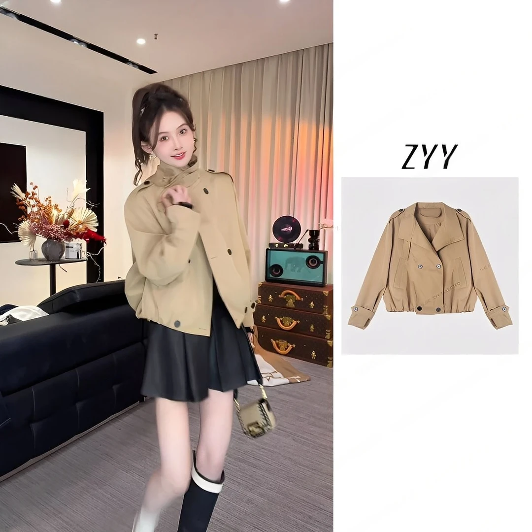 ZYY【琥珀松林】2025S/S新品高级感短款工装风衣外套女X25QFY02932