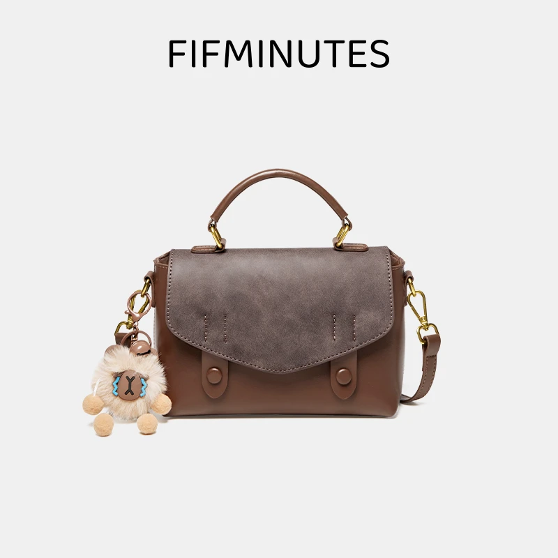 15MINS/15分钟春季新款时尚斜挎包女款真皮复古百搭肩包H1583CX4