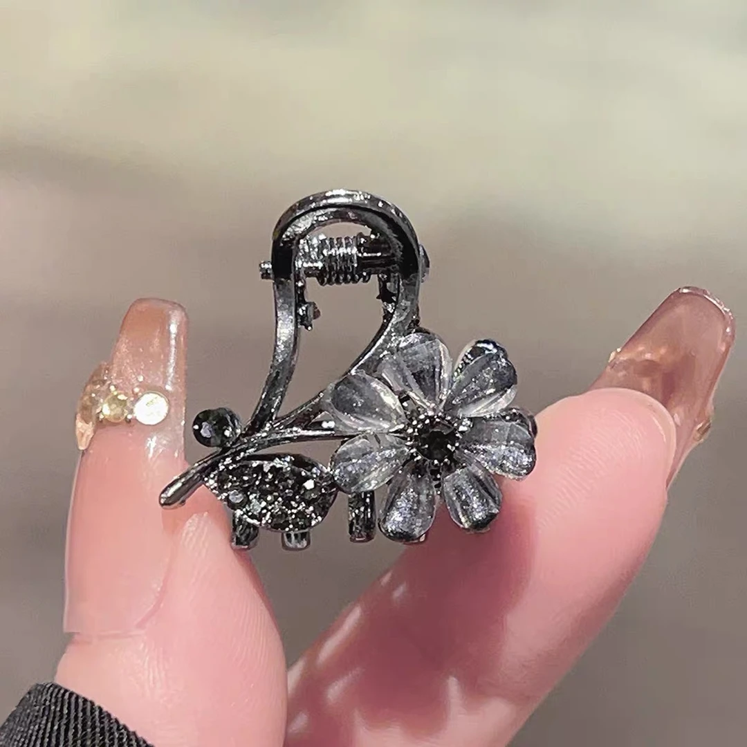 F1236新款小菊花抓夹琉璃水晶头顶夹2.5cm