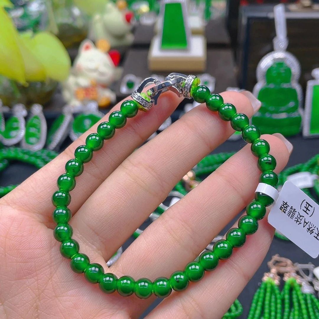 翡翠手链未镶嵌天然A货翡翠卡6