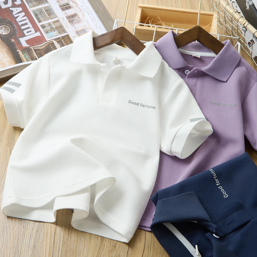 儿童短袖T恤衫2025夏季新款中大童薄款帅气翻领POLO衫6204