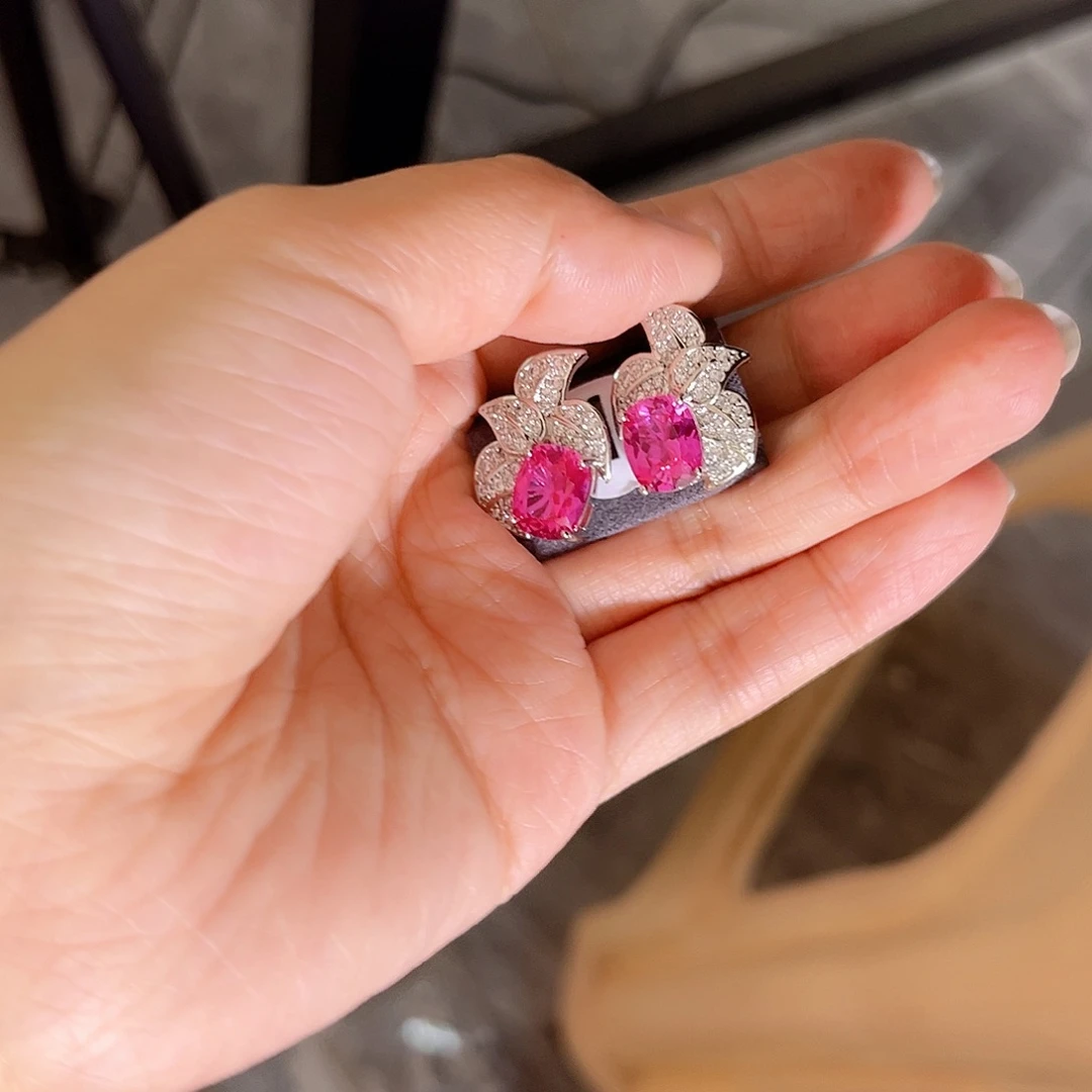 耳饰蓝宝石银S925镶嵌