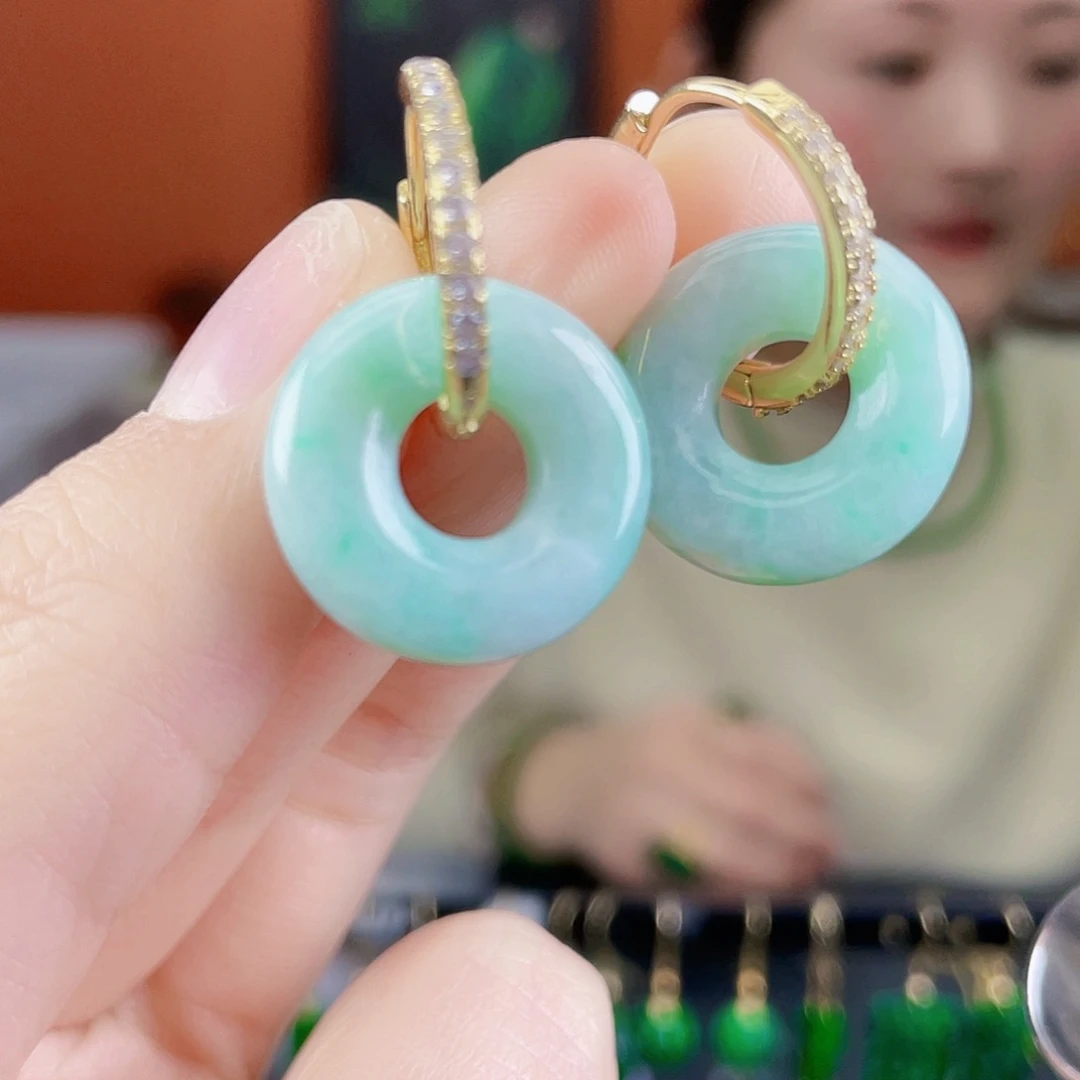 翡翠未镶嵌耳饰饰品