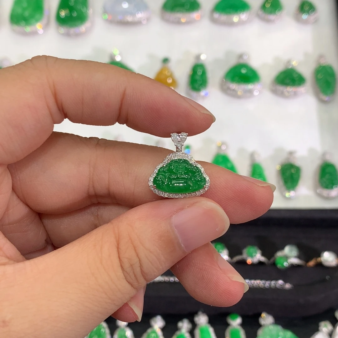 翡翠18K金镶嵌吊坠(不含链)吊坠