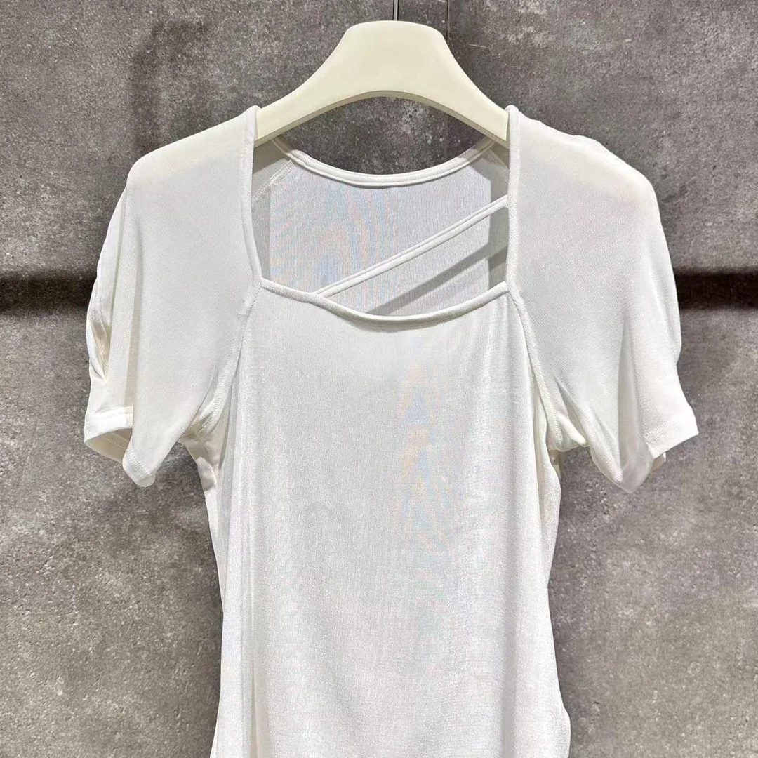 【Ann.G】B20302 夏季韩版露骨设计不规则T恤