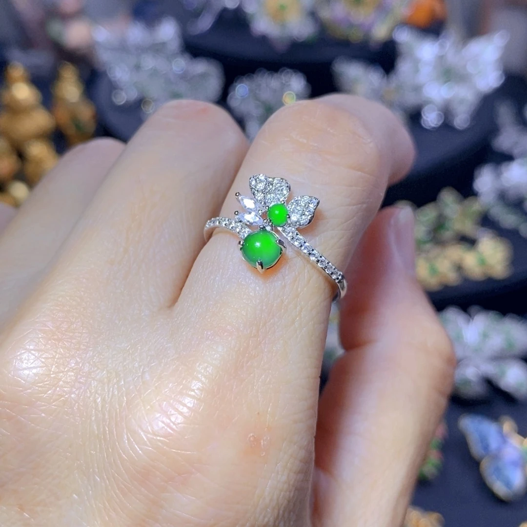 翡翠银S925镶嵌吊坠(不含链)天然翡翠