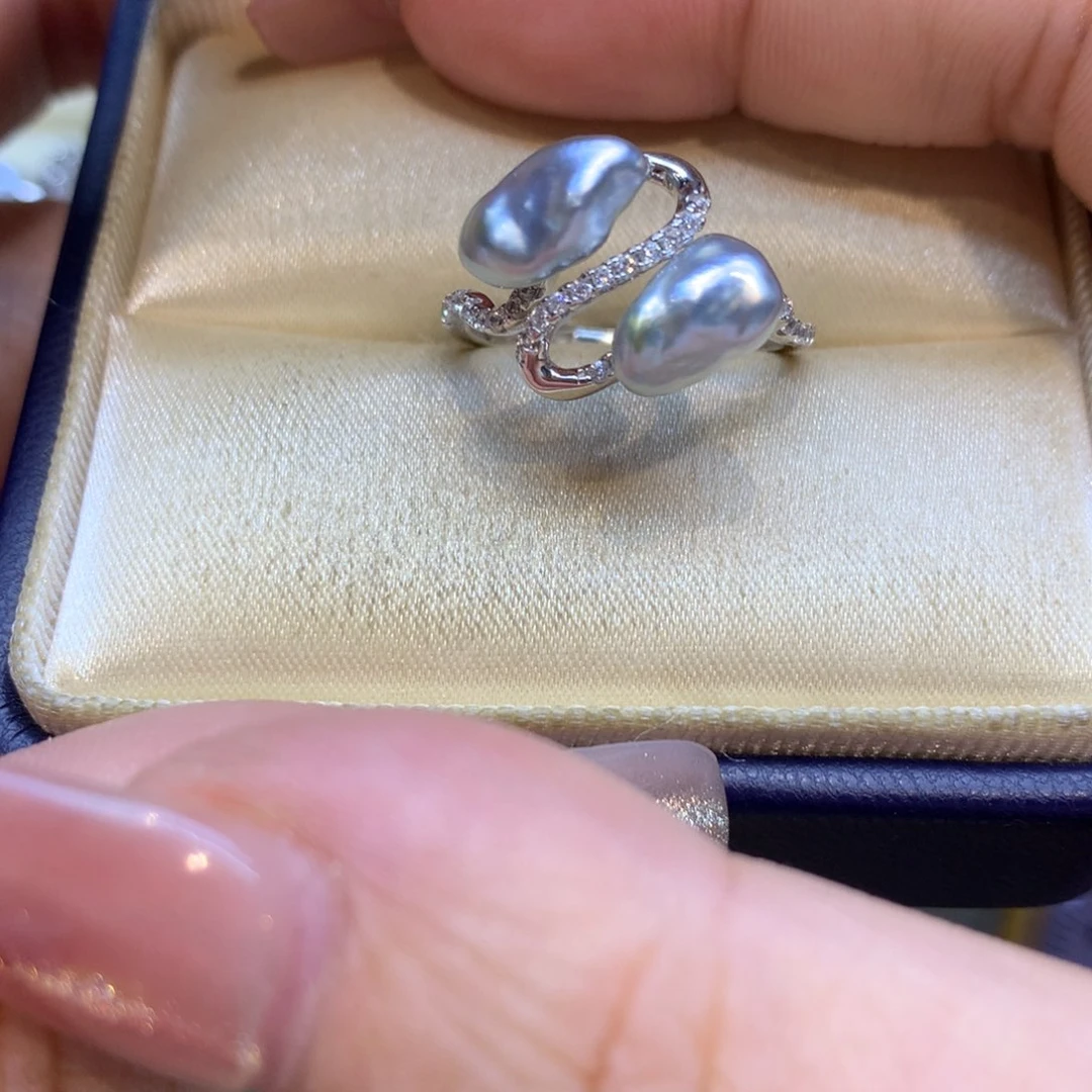 银S925镶嵌戒指海水珍珠