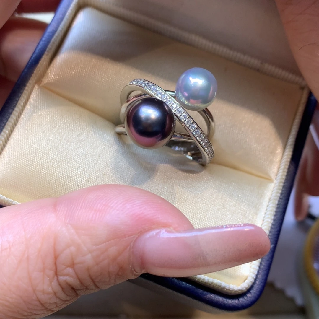 银S925镶嵌戒指海水珍珠