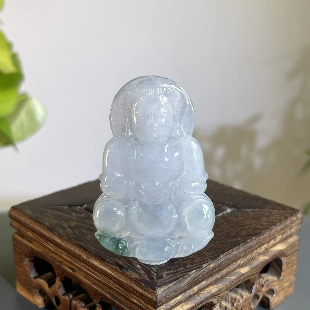 JTB28-143  天然缅甸A货翡翠  正装观音