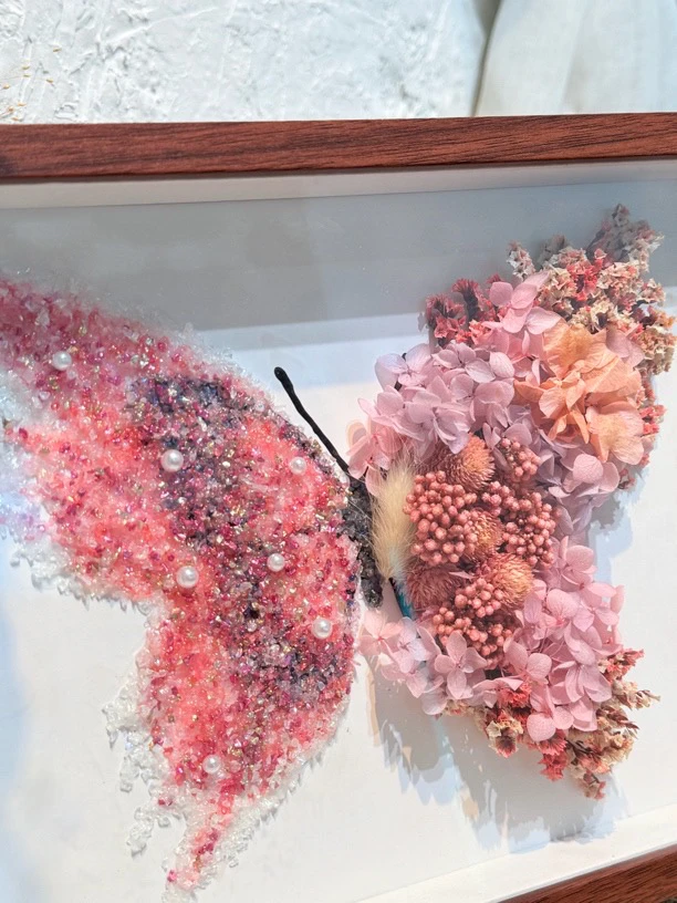 材料包：永生花相框蝴蝶礼盒情人节小众绘画蝴蝶干花相框