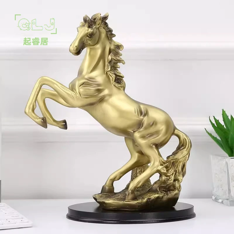 家居摆件欧式复古马到成功动物摆件高档饰品酒柜中式创意装饰品办