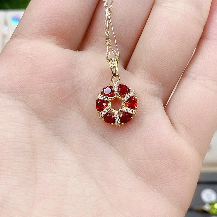 银S925镶嵌彩色蓝宝石吊坠(赠链)