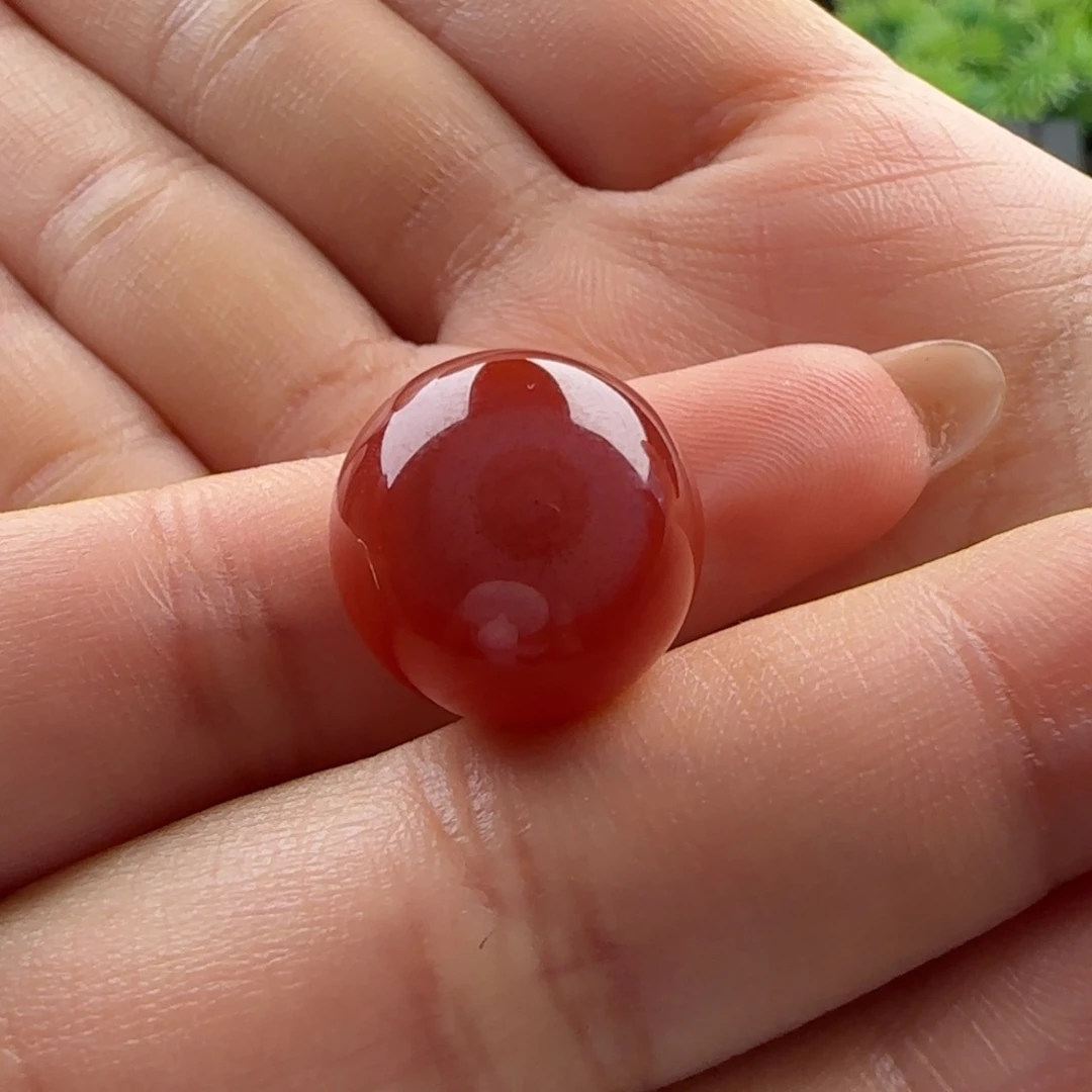南红玛瑙未镶嵌圆珠天眼15.2