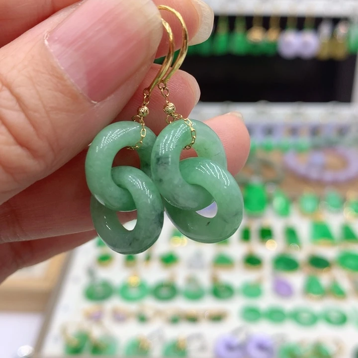 翡翠18K金镶嵌耳饰