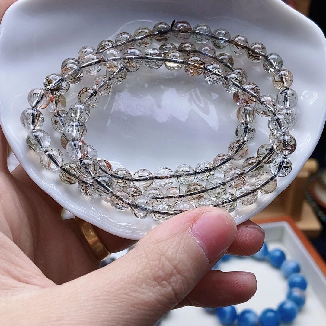 水晶手串未镶嵌l***l黑金多圈