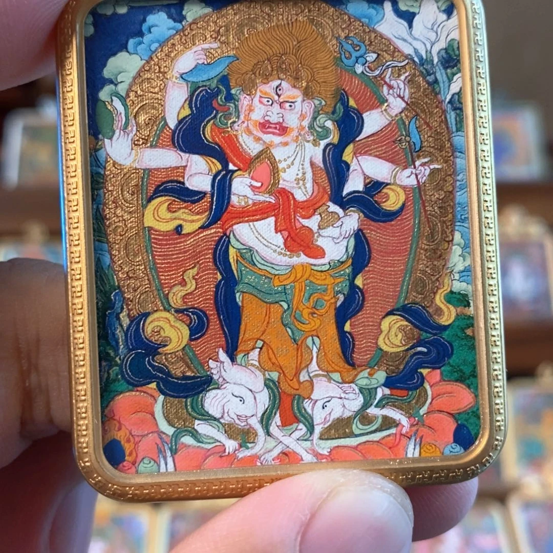 光***子吊坠白六臂，纯手绘唐卡